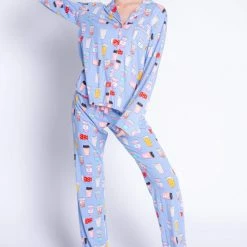 PJ Salvage - "I Love You A Latte" Playful Print PJ Set - Periwinkle 9 PJ Salvage -