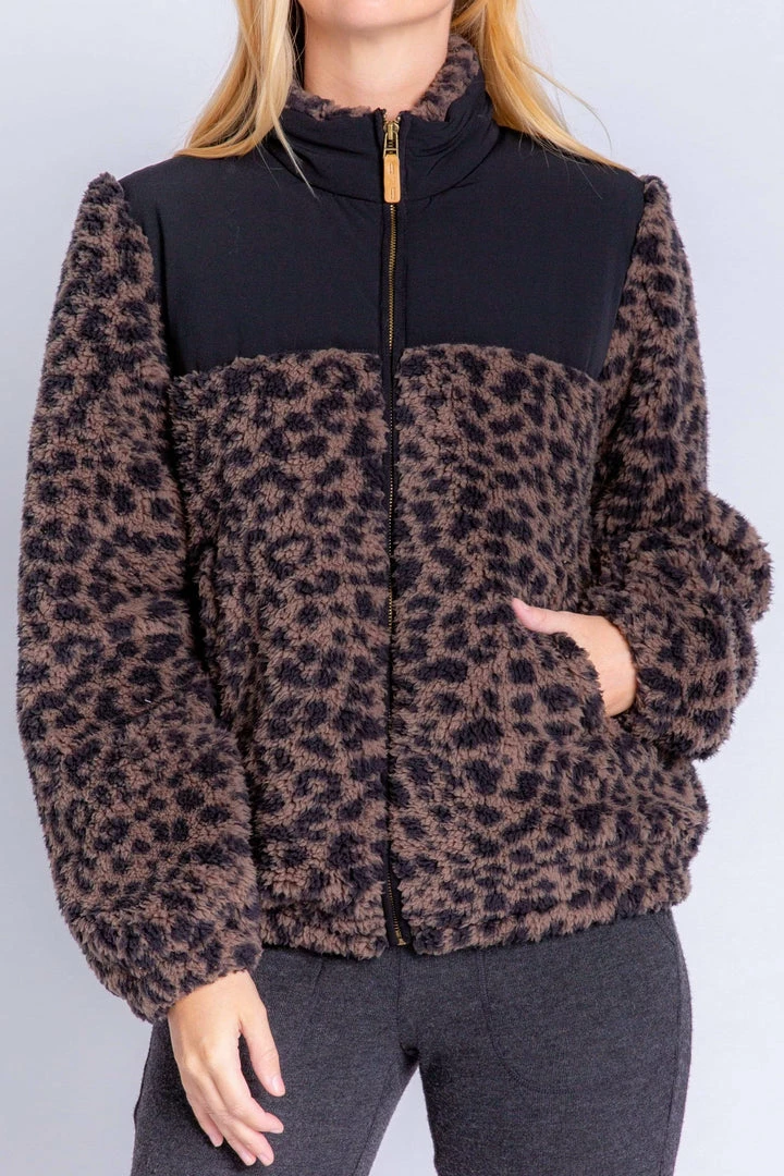 PJ Salvage - Leopard Sherpa Jacket Outerwear 4 PJ Salvage - Leopard Sherpa Jacket Outerwear