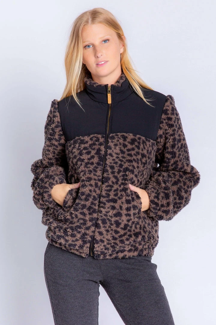 PJ Salvage - Leopard Sherpa Jacket Outerwear 3 PJ Salvage - Leopard Sherpa Jacket Outerwear