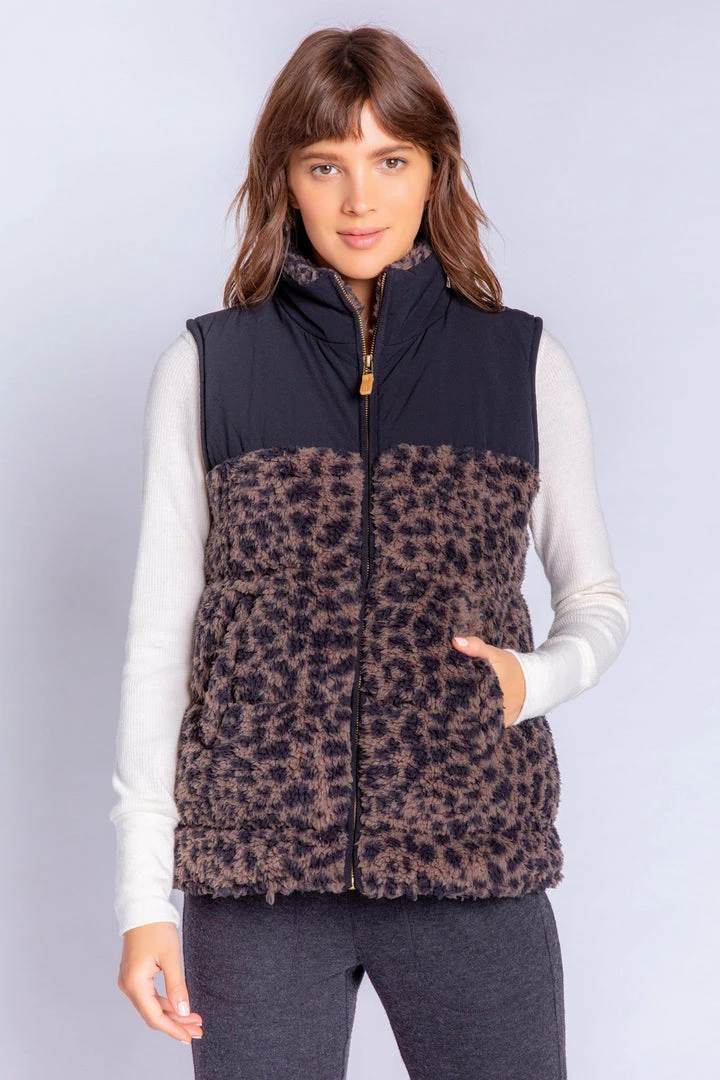 PJ Salvage - Leopard Sherpa Vest Outerwear 4 PJ Salvage - Leopard Sherpa Vest Outerwear