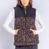 PJ Salvage - Leopard Sherpa Vest Outerwear 2 PJ Salvage - Leopard Sherpa Vest Outerwear