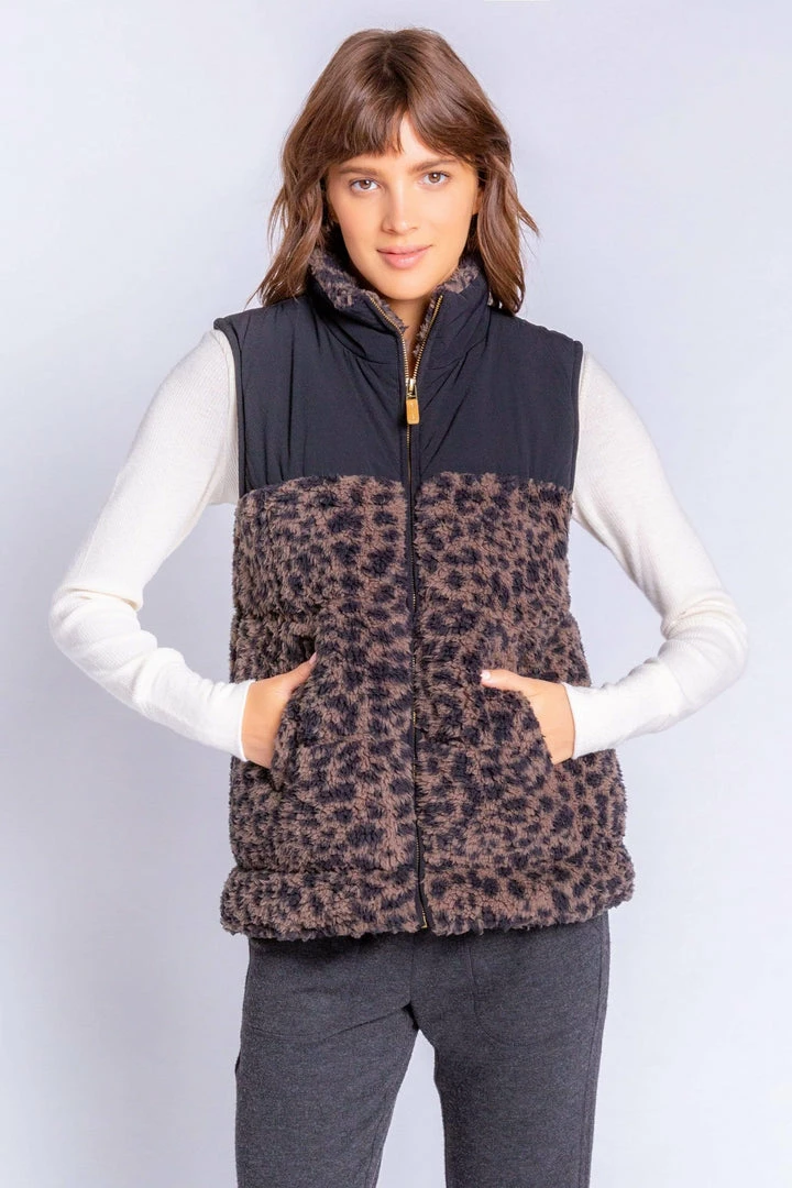 PJ Salvage - Leopard Sherpa Vest Outerwear 3 PJ Salvage - Leopard Sherpa Vest Outerwear