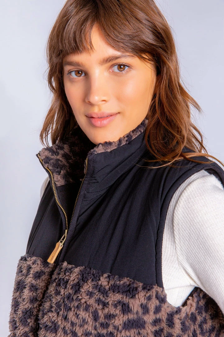 PJ Salvage - Leopard Sherpa Vest Outerwear 6 PJ Salvage - Leopard Sherpa Vest Outerwear