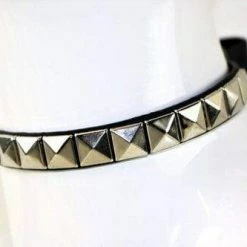 Touch Of Fur - Leather Collar With Square Studs Kink + BDSM